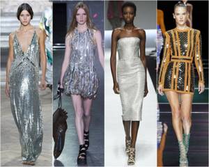 модный фасон платья 2020: платья с эффектом металлик